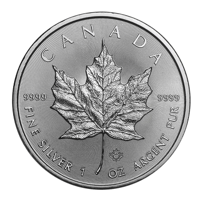 A picture of a 1 oz Silver Maple Leaf Coin (2022)
